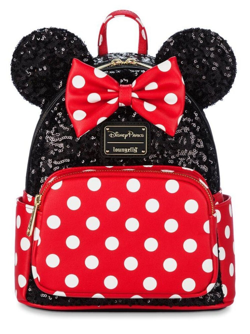 NWT Loungefly Disney Parks Minnie Mouse Sequin Mini Backpack Polka Dot Ears Bow